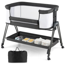 Nursery Bedside Cots Folding Portable Baby Crib Adjustable Baby Bed