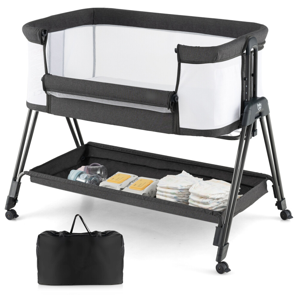 Nursery Bedside Cots Folding Portable Baby Crib Adjustable Baby Bed