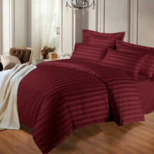 (Burgundy, Super King) Stripe Duvet Cover Quilt Reversible Bedding Sets