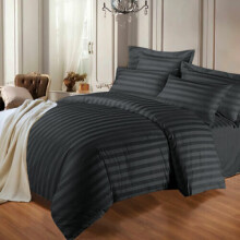 (Black, King) Stripe Duvet Cover Quilt Reversible Bedding Sets