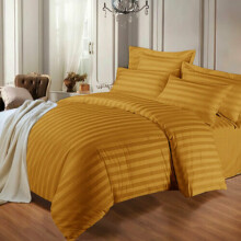 (Ochre, King) Stripe Duvet Cover Quilt Reversible Bedding Sets