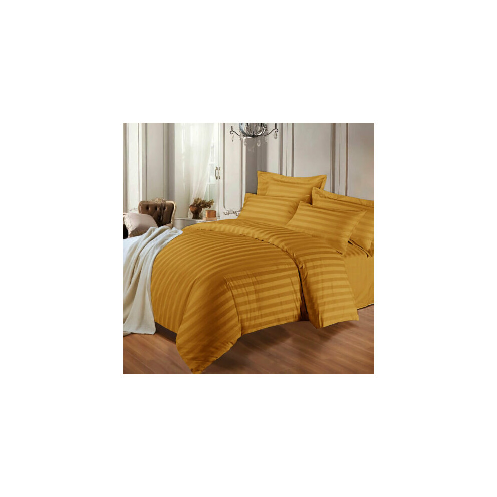 Supreme Bedding Ltd (Ochre, King) Stripe Duvet Cover Quilt Reversible Bedding Sets