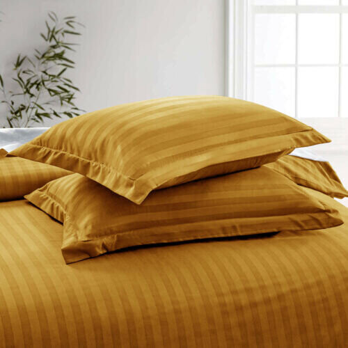 (Ochre, Double) Stripe Duvet Cover Quilt Reversible Bedding Sets 2