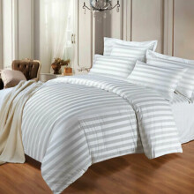 (White, Single) Stripe Duvet Cover Quilt Reversible Bedding Sets