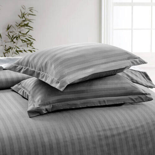 (Grey, King) Stripe Duvet Cover Quilt Reversible Bedding Sets 2