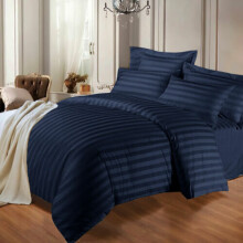(Navy, Super King) Stripe Duvet Cover Quilt Reversible Bedding Sets