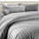 (Grey, King) Stripe Duvet Cover Quilt Reversible Bedding Sets 1