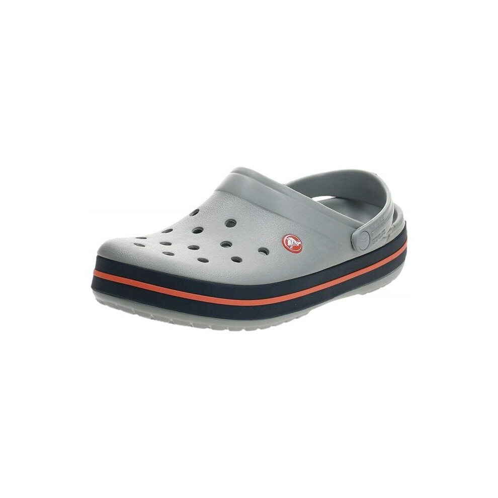 Crocs 11016-01U-M6W8 Crocband Clogs for Unisex, Light Grey & Navy - Size Men 6 & Women 8