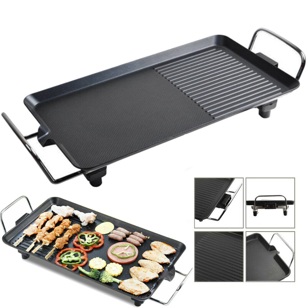 (48x27cm) Smokeless Electric Grill Indoor Grill Plate 1500W Teppanyaki Table Grill Pan for BBQ Non Stick