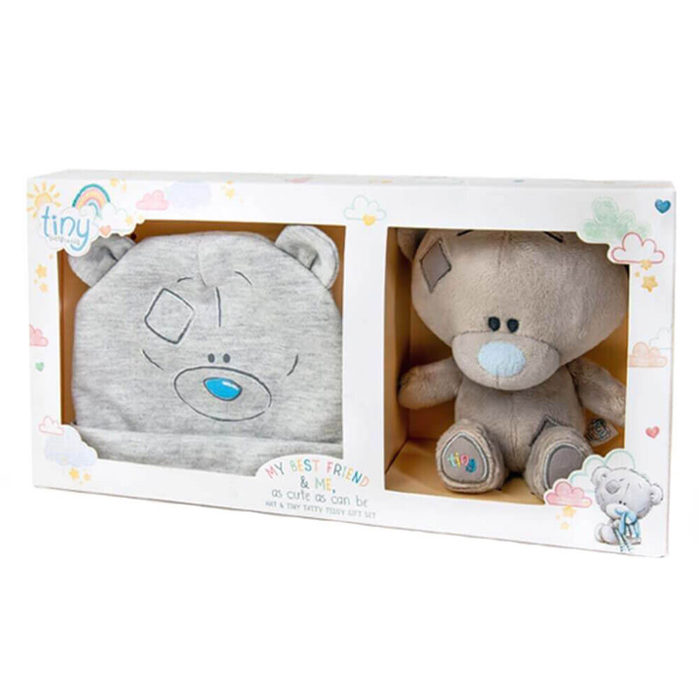 Tiny Tatty Teddy Plush & Baby Hat Grey Me To You