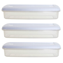 3x Whitefurze Plastic Food Tub Bacon Storage Box With Lid 1L 29x12cm