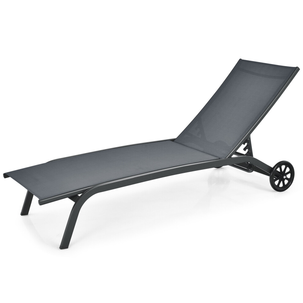 Adjustable Chaise Lounge, Patio Lounge Chair Outdoor Recliner Poolside