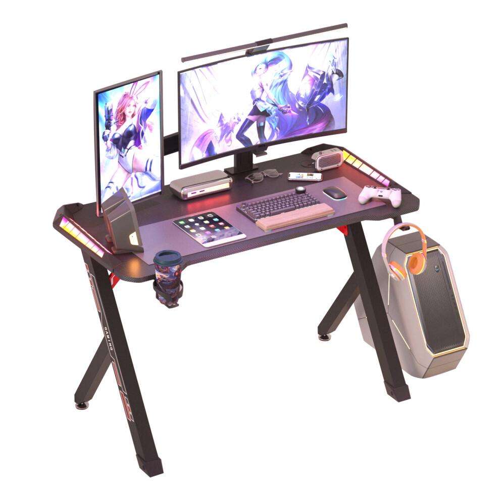 Fativo (L(120Cmx60cm)) Modern Rgb Led Lighted Pc Computer Gaming Desk