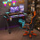 (L(120cmx60cm)) Modern RGB Led Lighted PC Computer Gaming Desk 8
