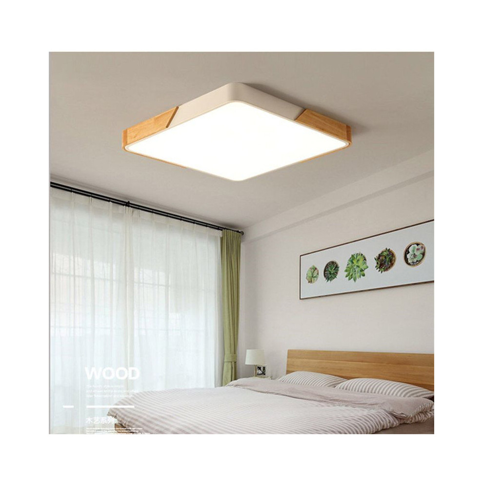 (Square green) Modern LED Ceiling Lights for Living Room Bedroom Led Ceiling Lamp Square Round Wooden Remote Dimmable Macaron Colors Lighting