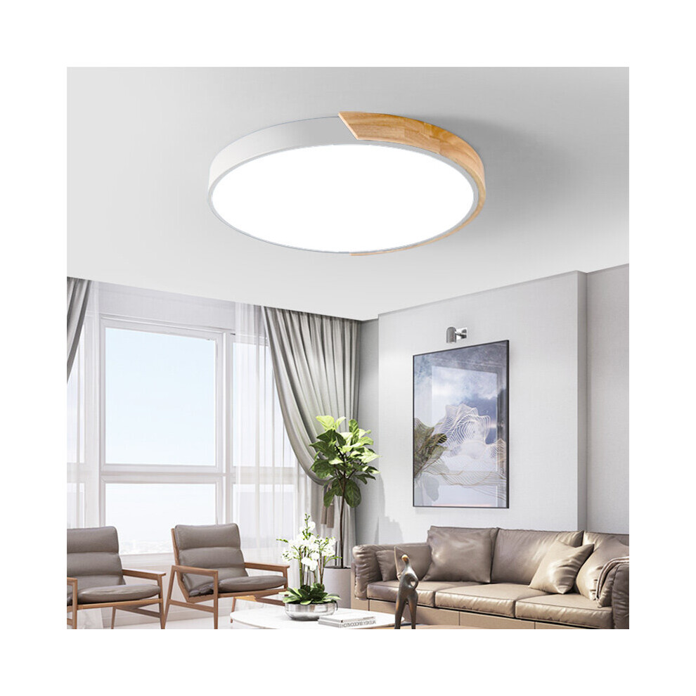 (Round white) Modern LED Ceiling Lights for Living Room Bedroom Led Ceiling Lamp Square Round Wooden Remote Dimmable Macaron Colors Lighting