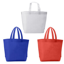 (Red&Royal Blue&White, 48PCS) Time to Sparkle Colorful Non-woven fabric Tote Bags Reusable Tote Shopping Kids Party Bags