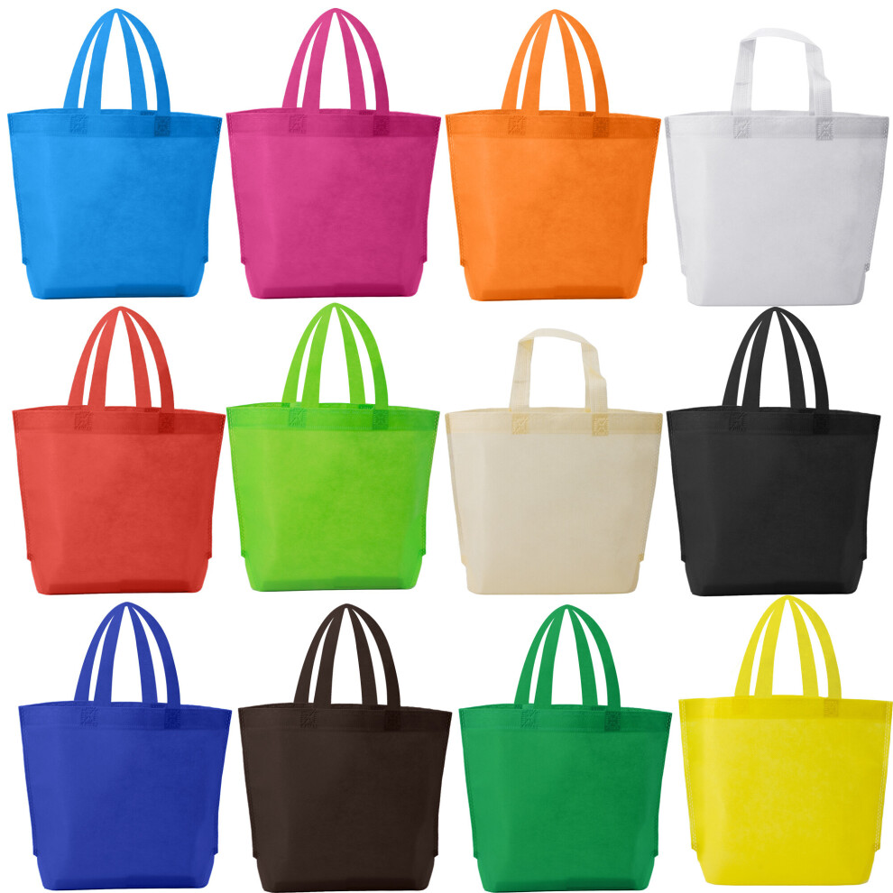 (MIX12 Colourful, 24PCS) Time to Sparkle Colorful Non-woven fabric Tote Bags Reusable Tote Shopping Kids Party Bags