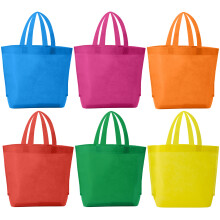 (MIX06 Colourful, 48PCS) Time to Sparkle Colorful Non-woven fabric Tote Bags Reusable Tote Shopping Kids Party Bags