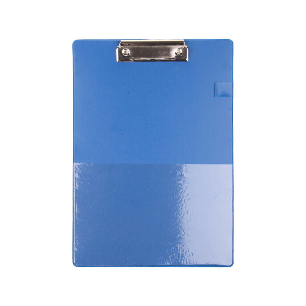 (Blue) 10x A4 Foolscap Clipboard PVC With Pen Holder Black Blue Clip