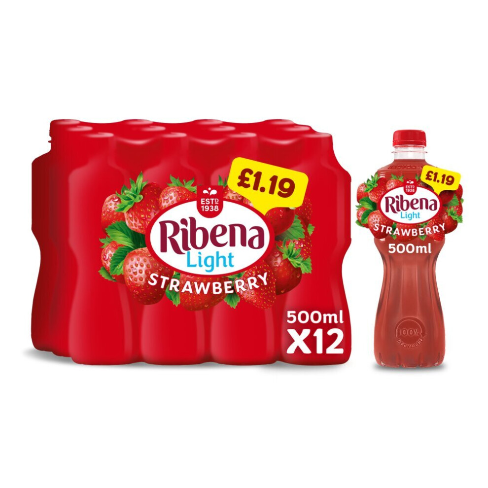 Ribena Strawberry Juice Drink No Added Sugar 500Ml (Pack Of 12)