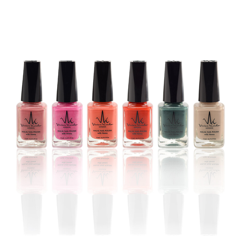 Vk Vivien Kondor London (Set Of 6) Henna Infused Permeable Nail Polish Halal & Long Lasting