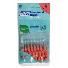 TePe Interdental Brushes Red Extra Soft (0.5mm - Size 2) / Simple and effective cleaning of interdental spaces / 1 x 8 brushes