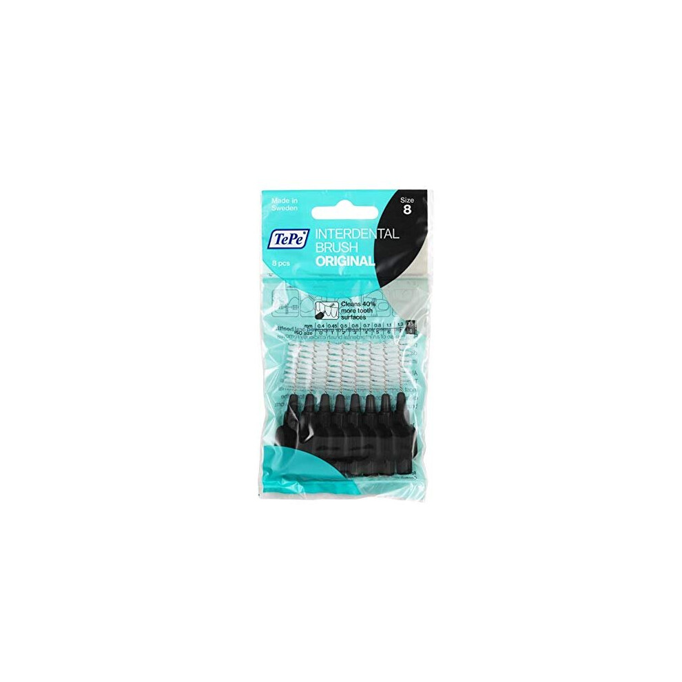 TePe Interdental Brushes - 5 Packets of 8 (40 Brushes) - Black 1.5mm