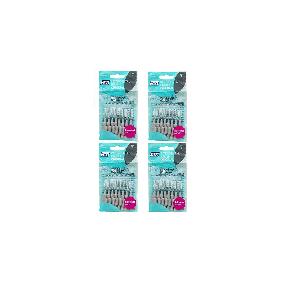 TePe Interdental Brushes 1.3 mm Grey - 4 Packs of 8 (32 Brushes) by Tepe