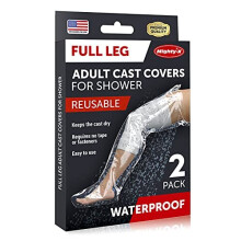 Waterproof Leg Cover for Shower - ?100% Watertight Seal? - Reusable Full Leg Cast Cover for Shower Adult Knee, Ankle, Foot - 2pk - Easy to use