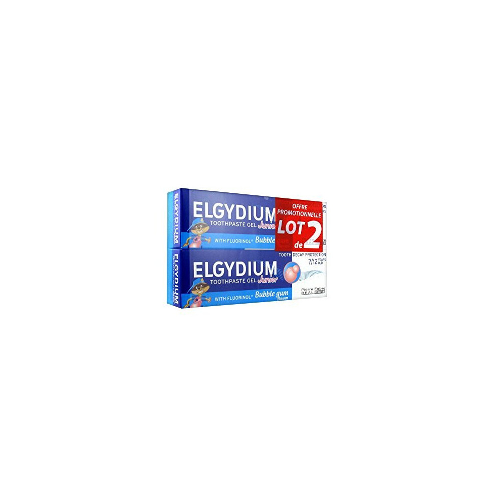 Elgydium Toothpaste Gel Junior Decay Protection 7/12 Years Old Bubble Aroma 2 x 50ml