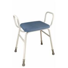 Aidapt Height Adjustable Perching Stool With Padded Seat and Safety Arms For Elderly for Users with Limited Mobility