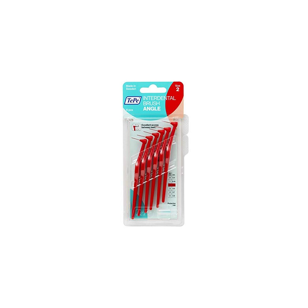 TEPE Size 2, 0.5 MM, INTERDENTAL Brush Angle, RED, 6's