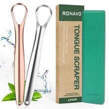 RONAVO Tongue Scraper for Kids, Children, Adult, Medical Grade Stainless Steel Tongue Cleaners (Include Handy Case), Healthy Oral Hygiene, 2 Color, 2