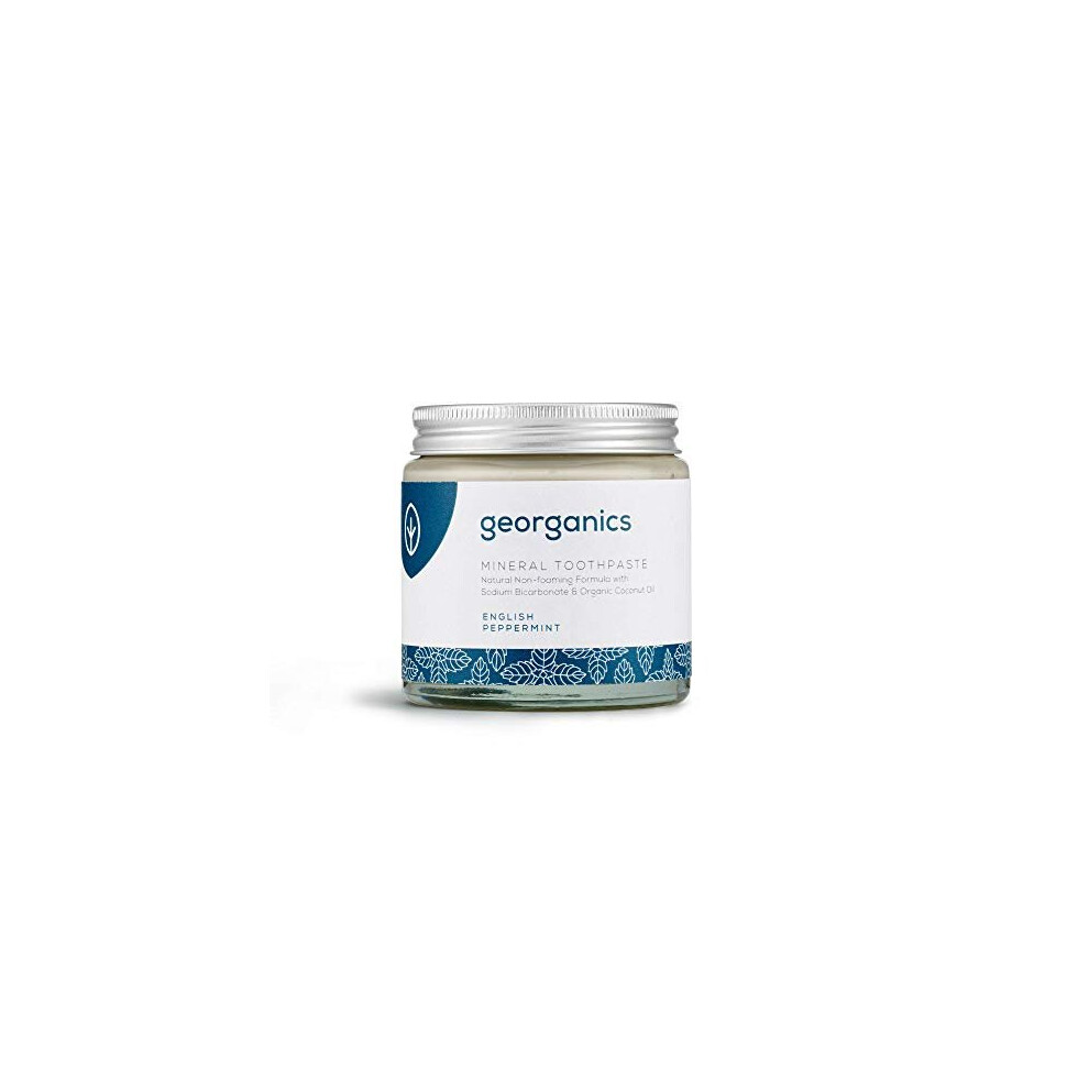 Georganics Mineral Toothpaste - Non-Foaming Formula With Virgin Coconut Oil - Vegan, Sls, Cruelty And Fluoride Free - Peppermint - 120Ml