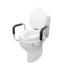 Pepe - Raised Toilet Seat with Handles, Toilet Seat Raiser for Elderly 4 inch, Disabled Toilet Seat Riser with Lid, Elevated Toilet Seat for Adults,
