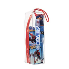 Mr.White Spider-Man Pouch Set for Kids ? Travel-Friendly Including Manual Toothbrush with Suction Cup, Travel Cap, Kids Mild Mint Flavour Toothpaste