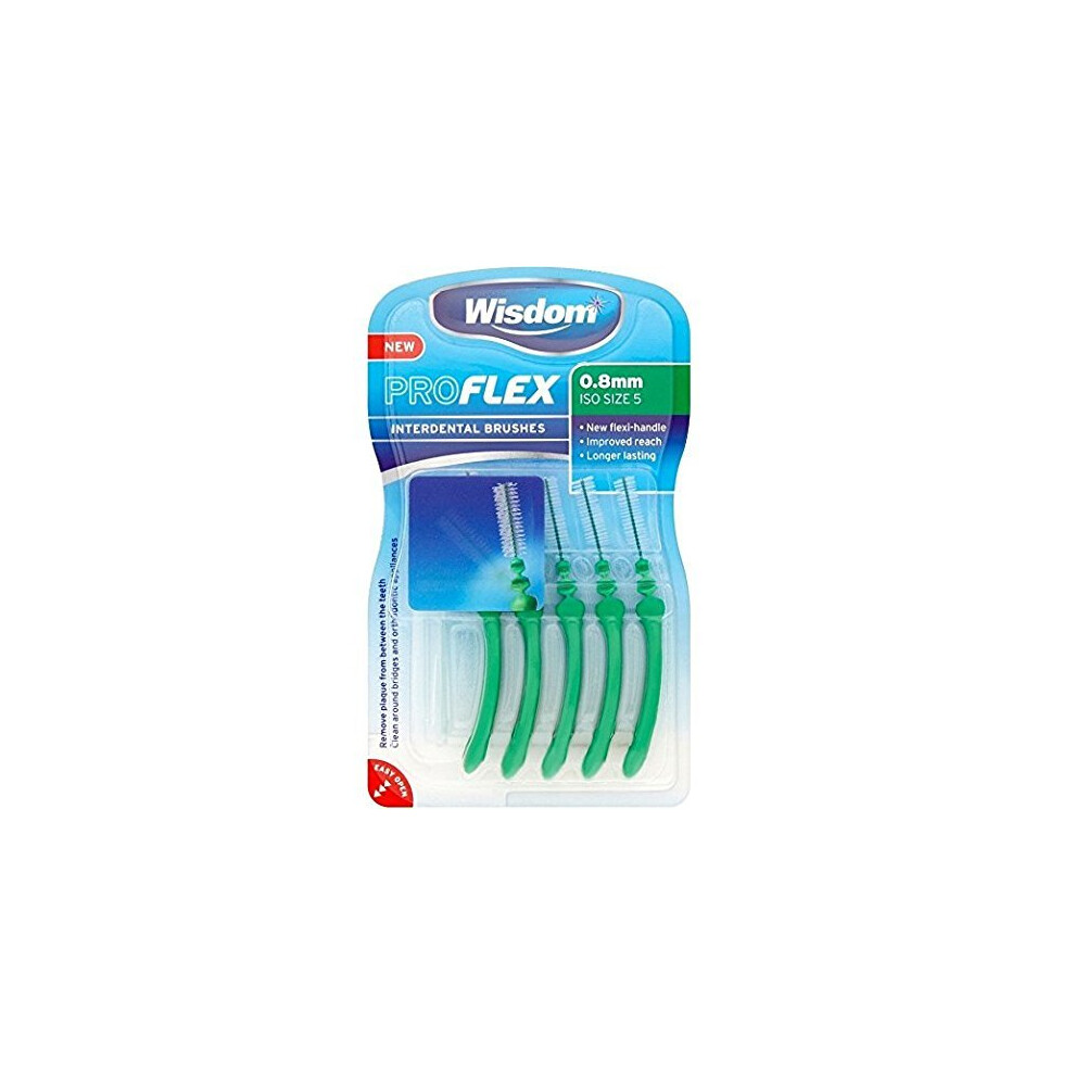 Wisdom Pro Flex Interdental Brush 0.80mm Green 5 Brushes Per Pack