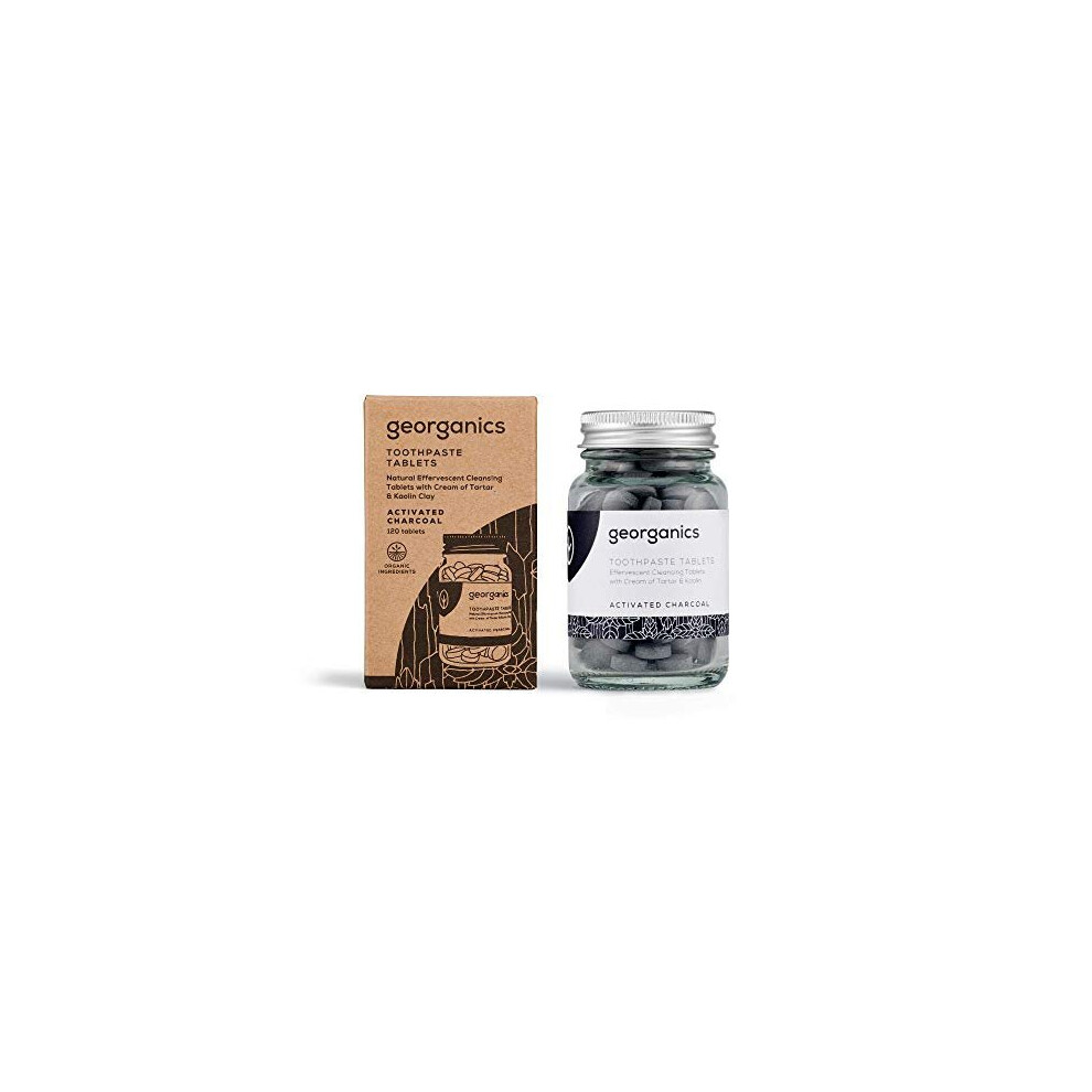 Georganics Cream Mineral Toothtablets - Natural Effervescent Cleansing Tablets With Kaolin Clay - Vegan, Sls, Cruelty And Fluoride Free - Charcoal - 120