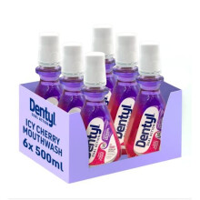 Dentyl Dual Action CPC Mouthwash, 12hrs Fresh Breath, Alcohol Free, ICY Cherry, Plaque-Reducing 6x500ml