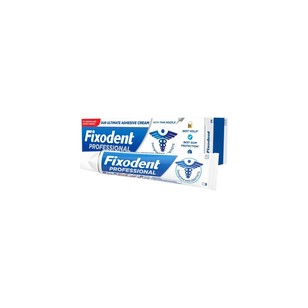 Fixodent Professional Denture Adhesive Cream, 40 ml, Fixdont's Best Hold & Antibacterial Action, Precise Application With Super Thin Nozzle, Mint