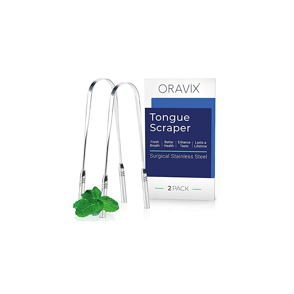 Oravix Tongue Scraper Stainless Steel | Two-Pack | Tongue Cleaner | For A Fresh Breath And Better Oral Health | Stainless Steel Tongue Scrapers | Tongue