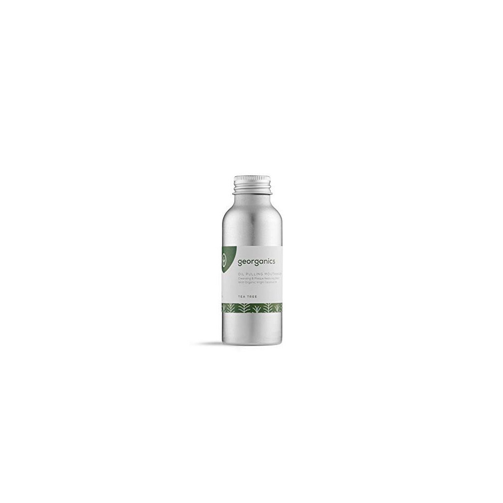 Georganics Whitening Oil Pulling Mouthwash - Cleansing & Plaque Reducing Blend With Virgin Coconut Oil - Vegan, Sls, Cruelty And Fluoride Free - Tea