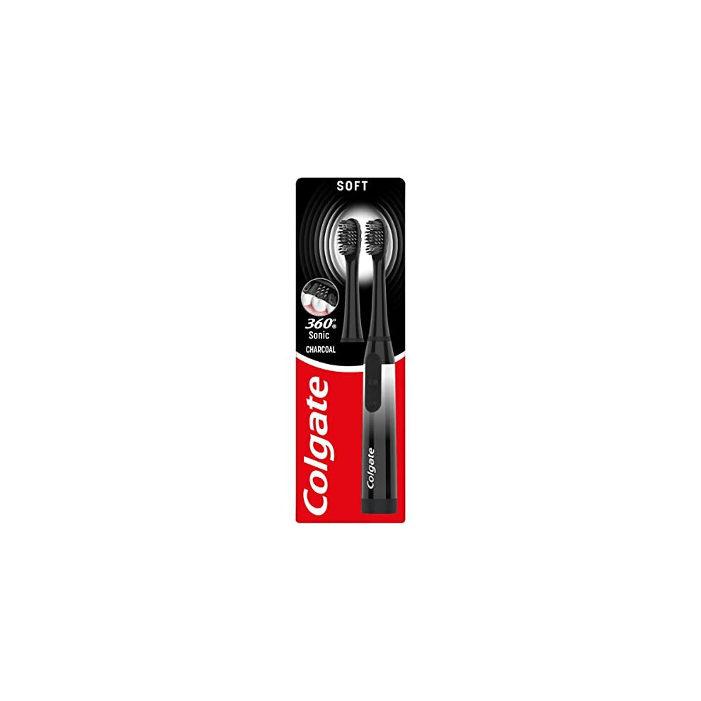 Colgate Battery 360 Sonic Charcoal Soft Toothbrush with charcoal infused bristles cleans in 4 ways for a healthy, whole mouth clean with a replaceable