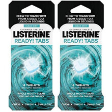 Listerine Ready Tabs Chewable Tablets with Clean Mint Flavor, 8 Ct (Pack of 2)