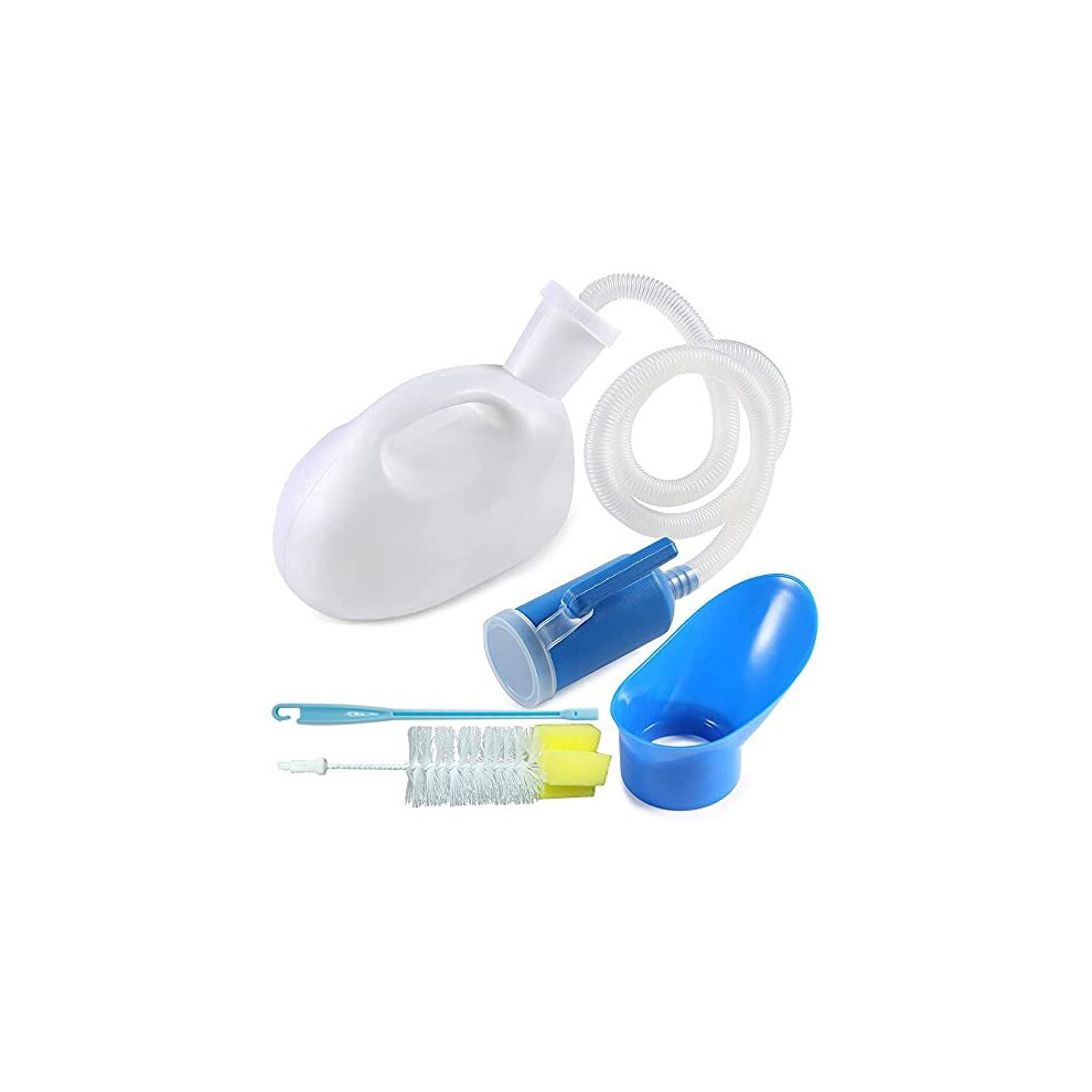 Testyu Urinal Bottle Unisex, 2000Ml Reusable Urinal Portable Spill Proof Plastic Pee Bottle Large With Hose Screw Lid And Clean Brush For Car Home