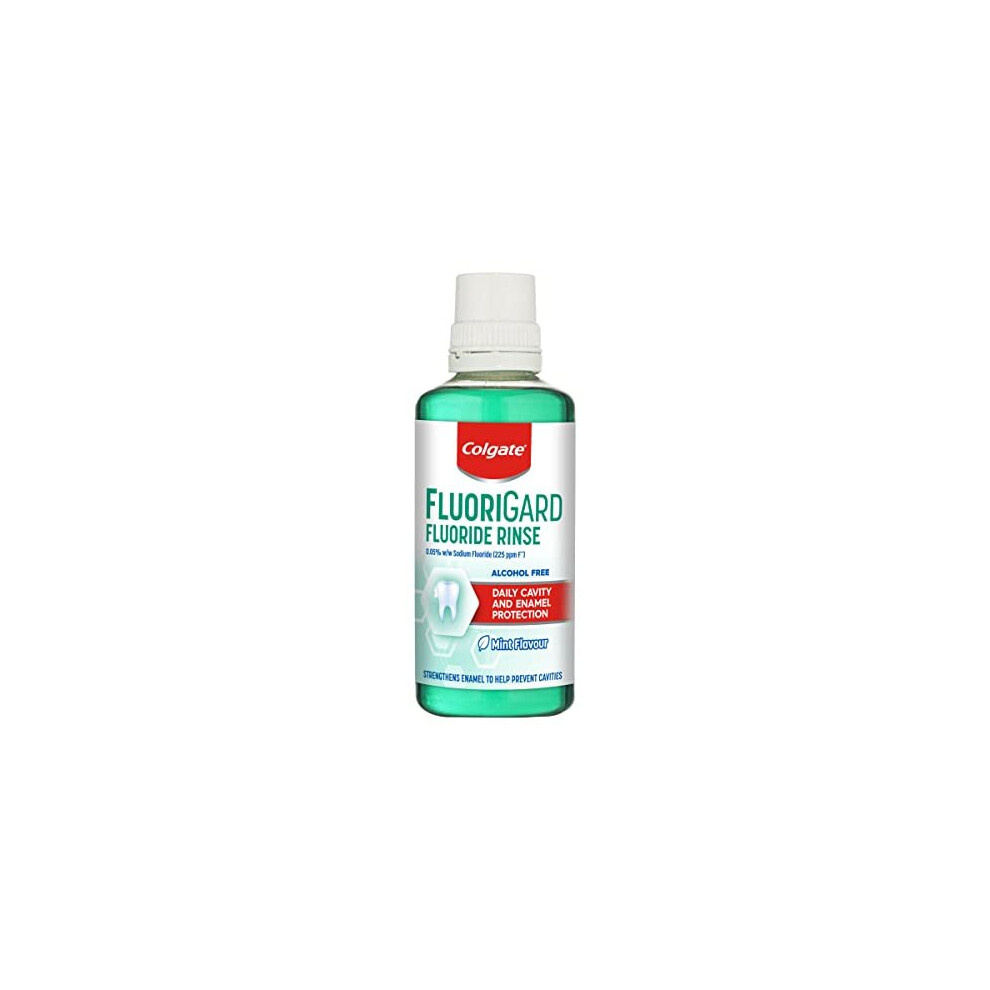 Colgate Fluorigard Fluoride Rinse (Alcohol free) Mouthwash 400ml, Prevents Tooth Decay, Strengthens Enamel, Prevents Mineral Loss, Mint Flavour