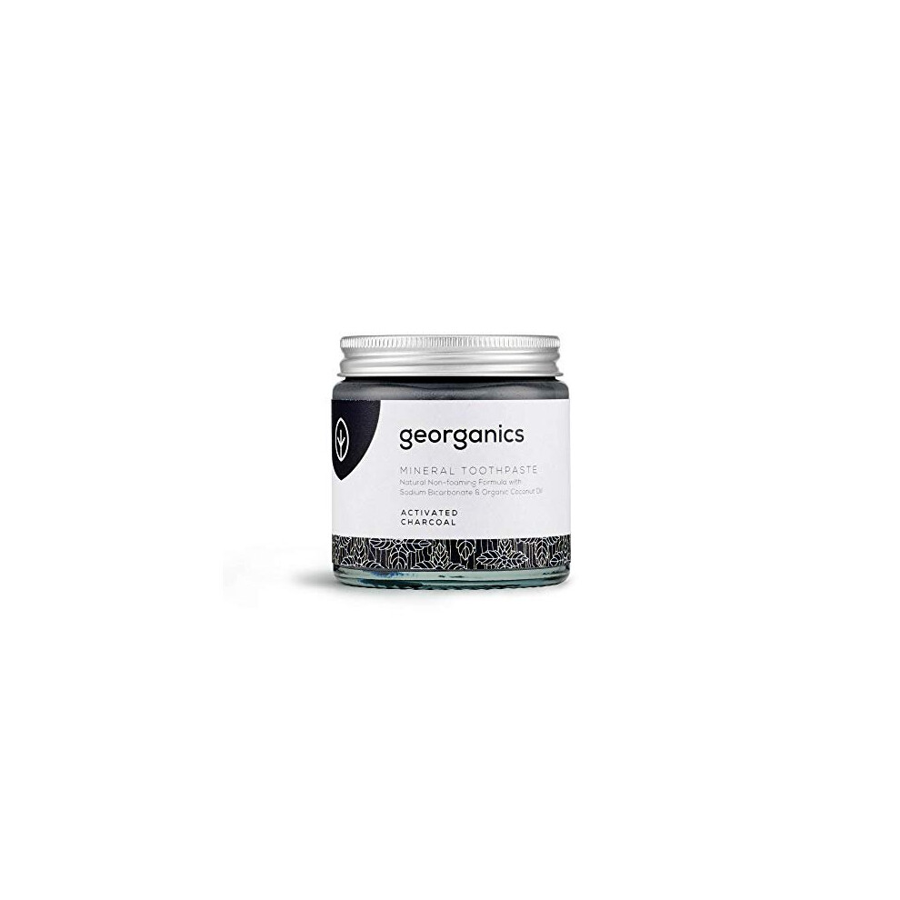 Georganics Mineral Toothpaste - Non-Foaming Formula With Virgin Coconut Oil - Vegan, Sls, Cruelty And Fluoride Free - Charcoal - 120Ml