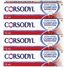 Corsodyl Complete Protection Toothpaste, Extra Fresh, Gum care, Fluoride Toothpaste, 4x75ml