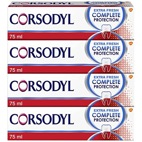 Corsodyl Corsodyl Complete Protection Toothpaste, Extra Fresh, Gum care, Fluoride Toothpaste, 4x75ml